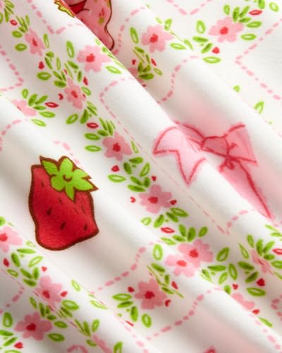 Image of COCO BRANDS Strawberry Shortcake Womens Pajama Set - 2 Piece Short Sleeve Button Down Sleep Shirt and Pajama Shorts