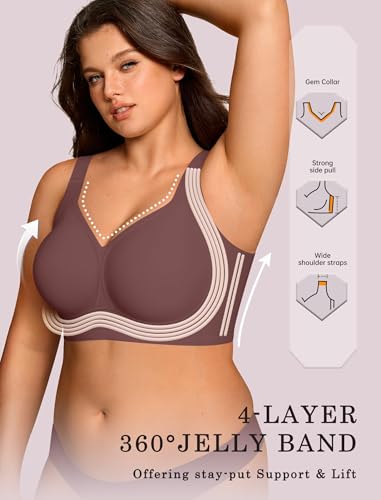 Image of OEAK Womens Wireless Jelly Bras Plus Size Support Push Up Comfortable Bra | no underwire,full coverage,for large breast,minimizer bra,seamless,tshirt bras,everyday bra