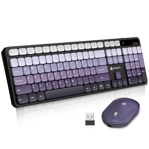 Image of Portronics Key11 Combo Rechargeable Wireless Keyboard and Mouse Set, Bluetooth 5.3&2.4GHz Wireless,Type-C Fast Charging,Gradient Keys, Noiseless Typing, High Precision Mouse, for PC&Laptop(Purple)