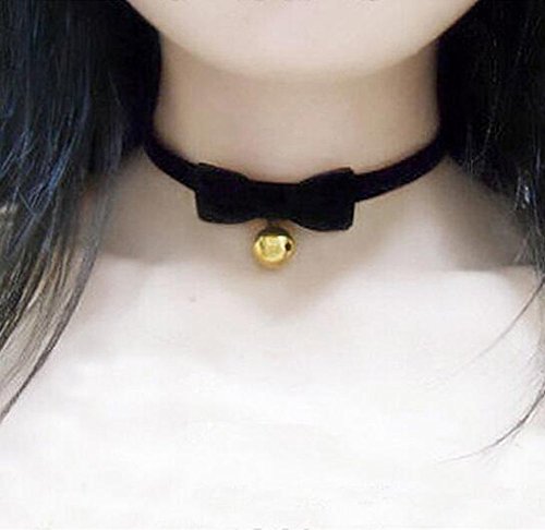 erioctry Sweet Lovely Cosplay Velvet Choker Necklace avec Bowknot et Bell Neck Accessoires pour Hallowmas Party Masquerade