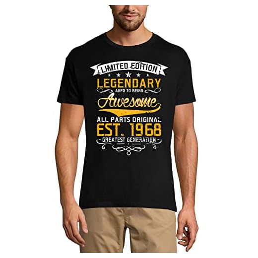 ULTRABASIC - Camiseta para hombre de Legendary Aged to Being Awesome 1968, una leyenda genésica 1968, regalo de cumpleaños de 53 años, Negro , 4XL