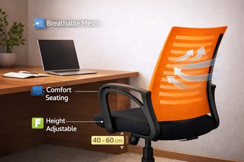 Image of Ergonomic 360 Swivel Office Chair for Home & Office Work with Back Support |Tilting & Height Adjustable Mechanism | Revolving Computer Chair for Home Study Use | Gaming Style Boss Chair