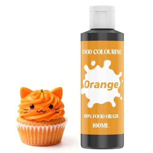 Colorante Alimentario - 160ml Gran Capacidad Colorantes Alimentarios Reposteria Altamente Concentrado para Pastel Decorar, Hornear, Fond, Colorante Alimenticio para Fondant Colores,Donuts (naranja)