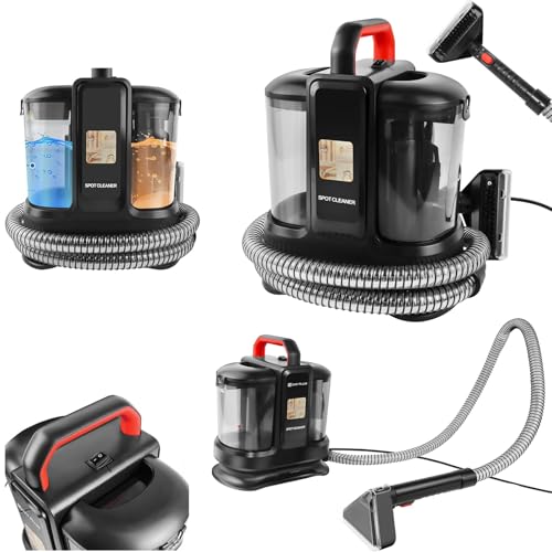 460W Sofa and Carpet Cleaning Machine, Spot Cleaner with Twin Tank Spot Washer, Lightweight Home and Pet Spot Cleaner for Upholstery, Stairs, Home, Car, Rug, Stain, Handheld Shampooer Machine, Black