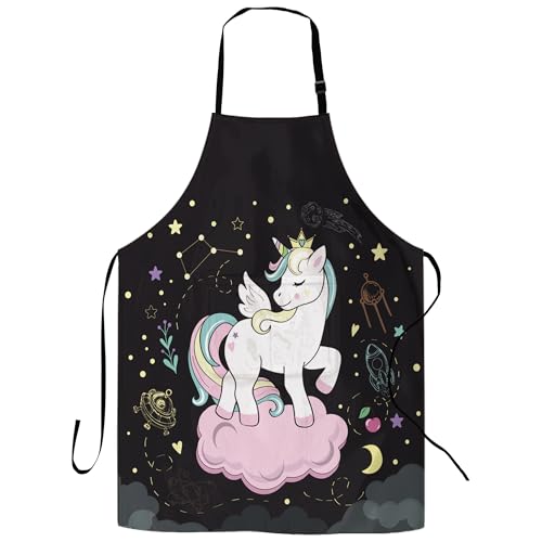 Lrtyuasq Tablier de cuisine avec 2 poches, tablier de cuisine avec 2 poches, tablier pour serveuse, chef, barbecue, bistrot, pâtisserie, tablier cadeau pour...