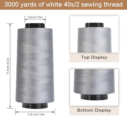 4 Conos de Hilo de Costura 3000 Yardas Poliester Gris miniatura 7