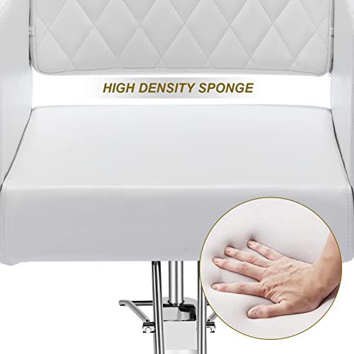 Paddie Hair Salon Chair, Height Adjustable Hydraulic Chair Beauty 360 Degrees Rolling Swivel Hair Salon Equipment For Hair Stylist Women Man (White2) #TOP6