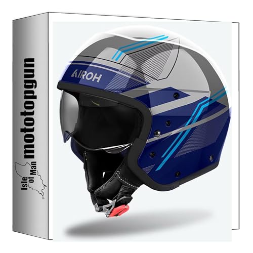 Casque jet Airoh J 110 grand confort XXL bleu gloss contre la chaleur en moto