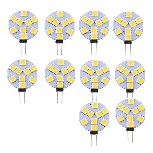 eufeifeiegds G4 LED ���E���h�����W�t�[�h�d�� 12V SMD 5050 6/9/12/24 �{�[�g���C�g �z���C�g/�E�H�[���z���C�g �d�������v(Warm white 3000K,9 LEDs-1.8W-10 Pcs)