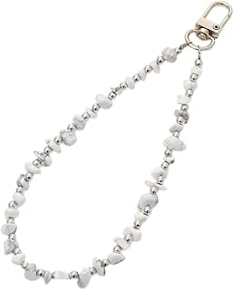 Whakano Cuerda para teléfono con perlas para colgar, cordón de teléfono móvil con mosquetón, colgante extraíble para teléfono móvil, cámara, billetera, decoración de mochila, color blanco