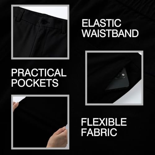 Mens Chino Pants Casual Stretch Waist Regular Fit Tapered Trousers with Pockets4