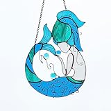 Handmade Stained Glass Mermaid, Window Hanging Mermaid Suncatcher, Real stain glass