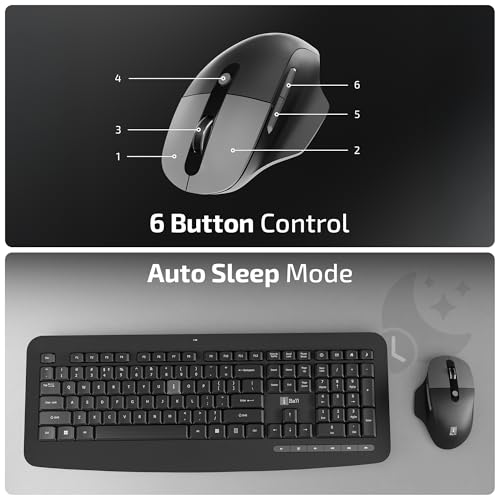 Image of iBall ClickSet S600 Wireless Keyboard & Mouse Combo, 114-Key Full Size Keyboard, 10 Media Keys, Retractable Stand, 1600 DPI Mouse, 6 Buttons, 3-Level DPI, High Precision