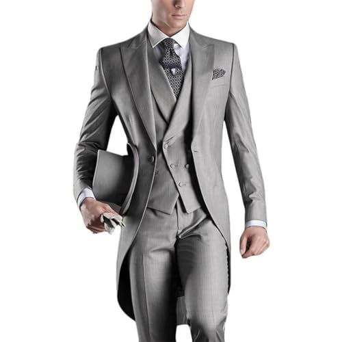 Men Made White/Black/gray9/Burgundy Tailcoat Party Prom Groomsmen Suits for Wedding Tuxedos Jacket+Pants+Vest3