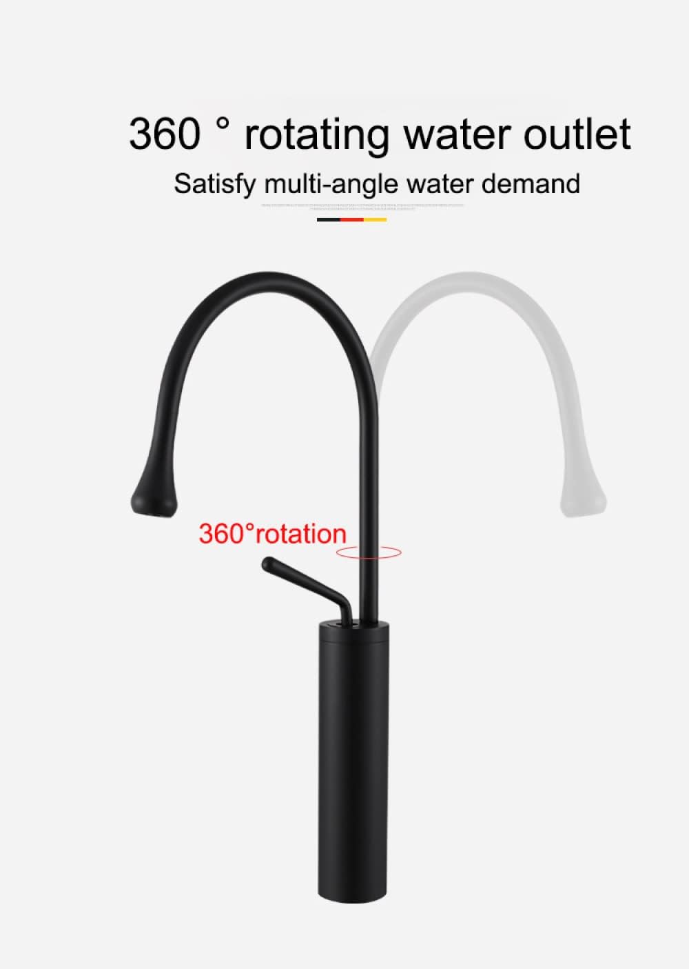 Modern Brushed Gold and Black Deck Mounted Basin Faucet - Sink Tap Mixer with Brass Cold Water for Bathroom (Matte Black Medium & Tall, Chrome Medium)