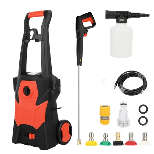 Pressure Washer，1400W 120Bar High-Pressure 540L/H Flow Rate Car Washing kit jet wash， 6L Max Water Flow Per Min ，Car Washer Pressure Machine with Adjustable Nozzle, Electric Pressure Washer (RED)