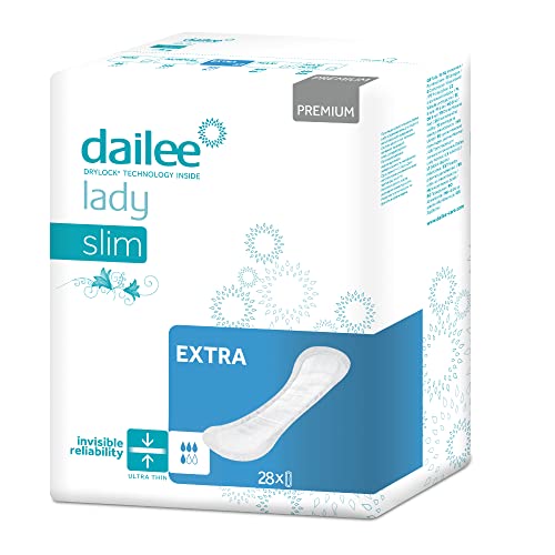 Dailee Lady Extra - 112x Incontinence Pads Women - 4 Pack of 28 Ladies Liners for Postpartum, Light Incontinence and Bladder Weakness - 2.5 Drops Protection