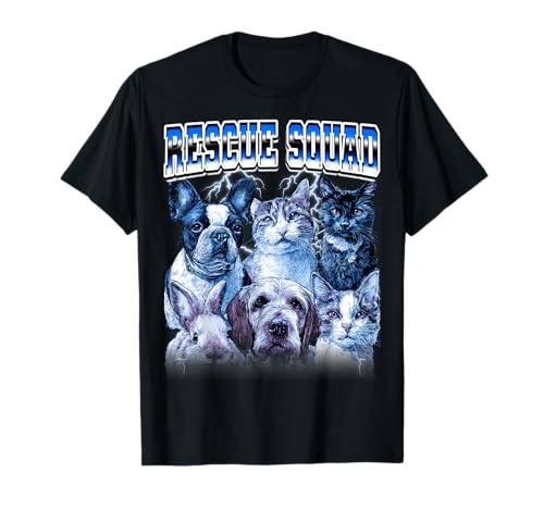 Rescue Squad Animal Rescue Chiens Chats Sauveteur d'animaux Années 90 T-Shirt