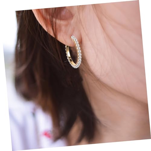 KESYOO 1 Par De Brincos De Hélice Brincos De Brincos De Prata Esterlina Brincos De Argola De Pérola