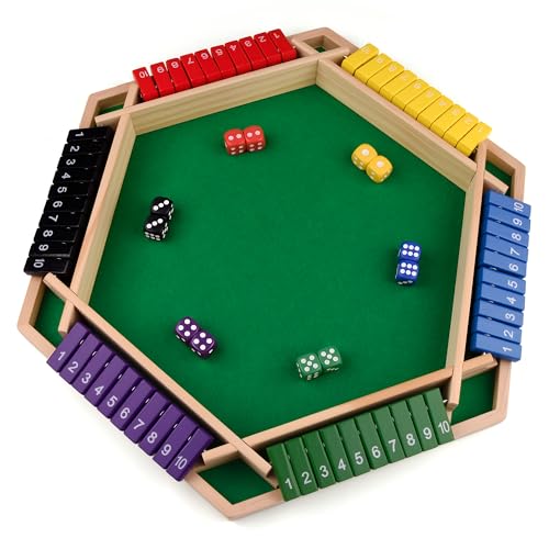 Kiapeak 1-6 Players Shut The Box Dice Game, 10 Numbers Traditional Wooden Pub Bar Board Gam for Classroom, Party, or Pub
