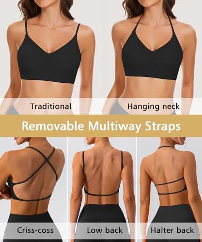 Boudaner Low Back Seamless Bras Backless Wireless Multiway Convertible Halter Spaghetti Strap Padded Lifting Bralette Black thumb #1