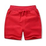 RUKOSU Toddler Baby Boys Shorts Summer Solid Cotton Short for Kids Girls Childrens Sport Jogger Shorts Casual Pants Red 12-24 Months