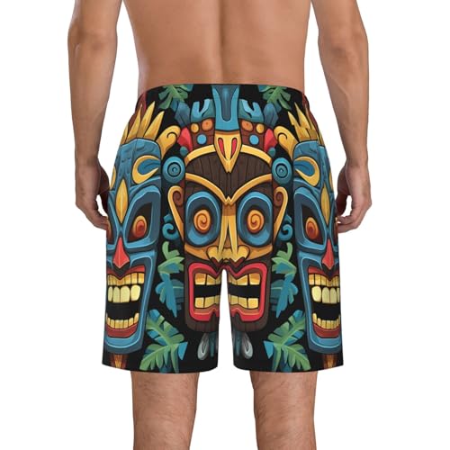 Men's Swim Trunks Quick Dry Board Shorts Mens Bathing Suit Swimsuits Colorful Tiki mask Pattern Beach Shorts with Pockets4