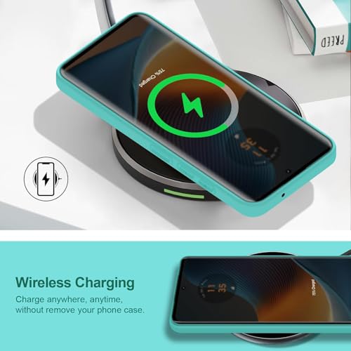 Image of DIZORO Microfiber Candy Case for Motorola Edge 50 Fusion Smooth Touch Cushion Liquid Soft Silicone Gel Rubber Phone Cases Non-Slip Full Body Protective Shockproof Back Cover New Mint