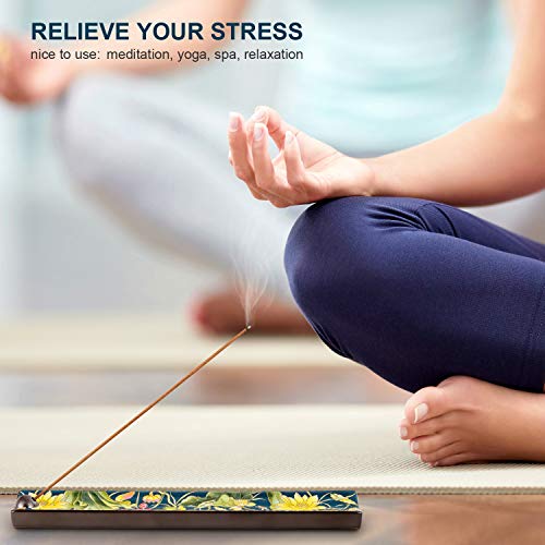 Enameled Incense Stick Holder, Ceramic Handicraft Incense Holder With Ash Catcher, Incense Tray For Sticks, 9 Inches (Lotus) #TOP5
