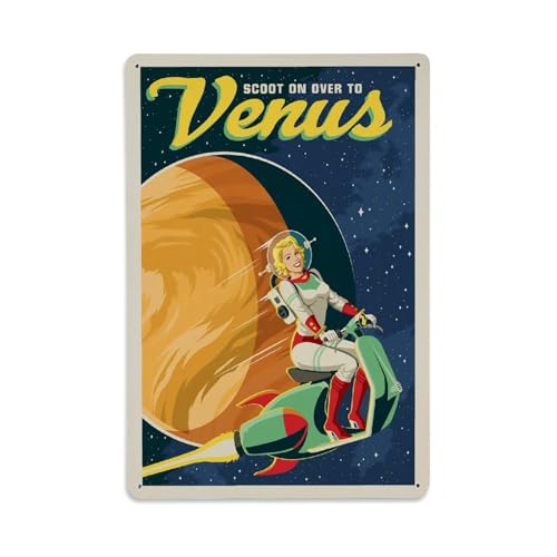 Poster vintage Venus Space Scooter - Décoration murale pour café, club, jardin - 20,3 x 30,5 cm