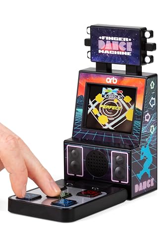 Orb - Mini máquina de arcade de baile de dedos, canciones construidas de 19 pulgadas, 4 niveles de dificultad, juegos de arcade retro de 8 bits, pantalla a todo color de 2.5 pulgadas, almohadillas