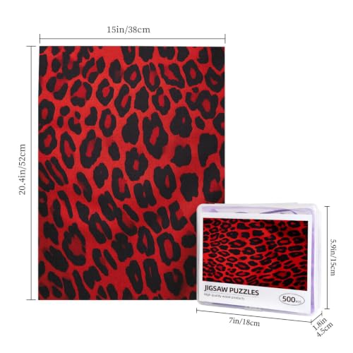 500 Piece Puzzles for Adults Personalized Wooden Puzzles Red Leopard Pattern Jigsaw Puzzles Gift Custom Puzzle from Photos Challenging Puzzles for Family Wedding Christmas Birthday Gifts 20.4 x 15 in - Image 2