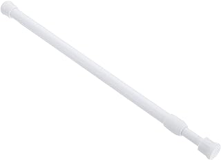 uxcell Tension Curtain Rod, Adjustable 12 to 20 Inches, 0.39" Dia White Spring Tension Rod No Drilling Expandable Tension Rod for Doorway, Kitchen