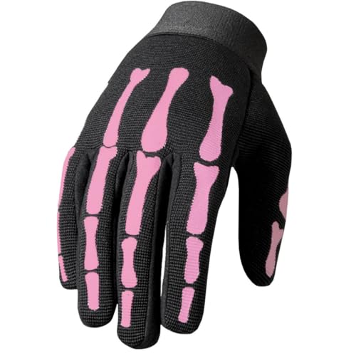 Hot Leathers Women's Pink Skeleton Mechanic Gloves (Black, Medium)