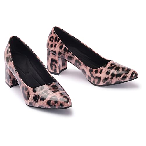 Image of Ladies Hub Women's Stylish Pump Block Heels and Pointed Toe Ballerina Shoes for Party and Formal Occasions