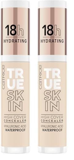Catrice True Skin High Cover Concealer, Nr. 002, Nude, Anti-Pickel, feuchtigkeitsspendend, natürlich, für trockene Haut, vegan, ölfrei, wasserfest, ohne Alkohol, 2er Pack (4.5ml)