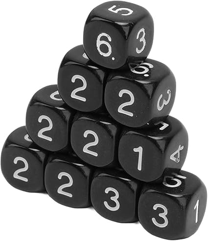 20Pcs Black 6 Sided Number Dice,Round Corner Polyhedral,Polyhedral Role Playing Dice for Numeral Teaching Board Kits,Table Kits 16mm