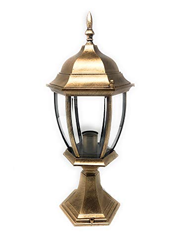 Attacco lampadina: E27 Vetrineinrete® Lampione da giardino vialetto da terra lanterna luce per esterno in alluminio e vetro con portalampada E27 (Bronzo) F41