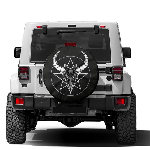Image of Head and Horn Pattern Spare Tire Cover with Backup Camera Hole Wheel Tire Cover Fit Trailer, RV, SUV and Many Vehicle 18inch