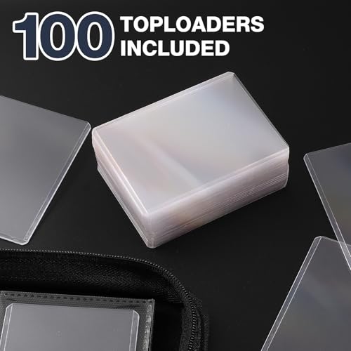 Image of Top Loader Binder 9 Pocket, Holds 360 Toploaders, 100 Toploaders INCLUDED | Toploader Binder for 3 inch x 4 inch Rigid Toploaders, Trading Card Binder for TCG, MTG, Sport Cards, PU Leather Cover, Side Loading