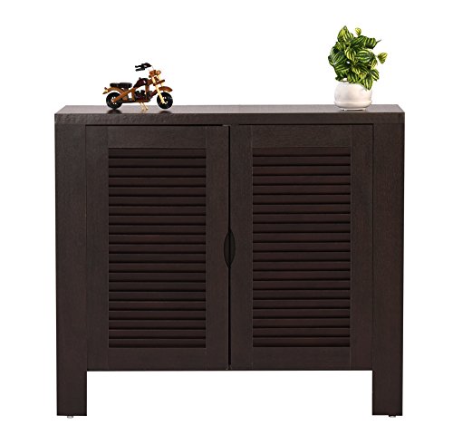 Image of DeckUp Giona 2-Door Engineered Wood Shoe Rack (Dark Wenge, Matte Finish), Cm