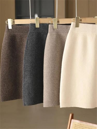 Women's Wool Knit Skirt Slim Fit Stretch High Waist Office Solid Color Mini Skirts2