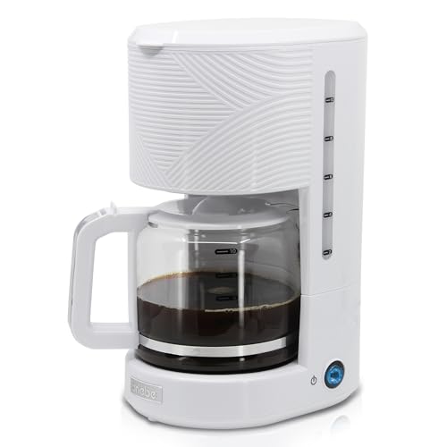 briebe Elegance Cafetera Goteo 10 Tazas Máquina de Café Filtro Permanente Reutilizable, Función Mantener Caliente, Sistema Antigoteo 1,25L, Blanco