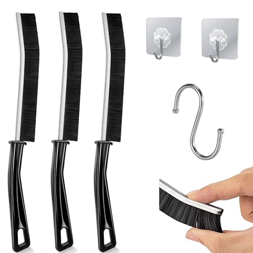 Barbaar 3PC Crevice Cleaning Brush Multi-Purpose Door and Window Track Deep Cleaning Brush Supplies, Bathroom Crevice Cleaning Brush, Clean Bathroom Kitchen Tile Stains