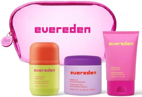 Evereden Preppy Skincare Collection with Triple Green Tea: Teen Skincare Steer Clear Balancing Jelly Cleanser Teen Face Wash, Let's Bounce Gel-Cream Moisturizer, & Balance Up Toner Pads for Face