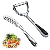 Fácil de limpiar: Nuestro juego de utensilios de acero inoxidable se desliza sobre verduras y frutas sin que se obstruya a través del cuenco, se puede lavar en el lavavajillas o en el agua.