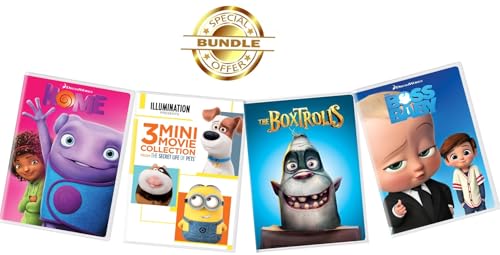 Kids Animated Movie 4-Pack DVD Bundle Collection – Home + The Boss Baby + Secret Life of Pets + The Boxtrolls | Family Movie Collection [DreamWorks] image 2