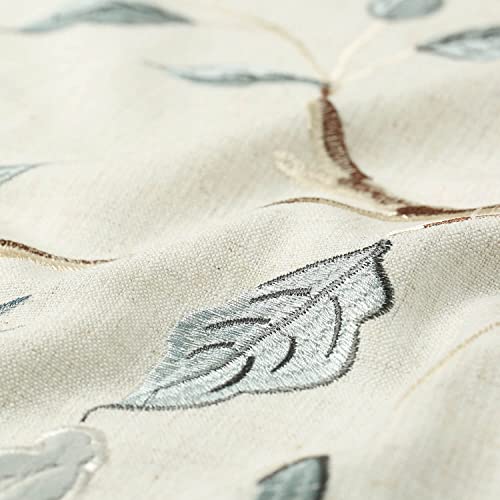Leeva Embroidery Valances For Windows Kitchen, Floral Classic Linen Treatment Small Window Curtains For Dining Room Bathroom, 52X18 (Birds-Blue) #TOP3