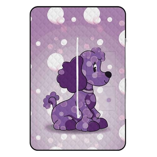 Couverture de plage imperméable et pliable à fermeture éclair, motif caniche violet