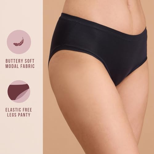 Image of NYKD (NYP383 Super Soft Modal Hipster Panty for Women | Medium Rise & Medium Coverage | Anti-Chafing, Rash-Free Comfort with Super Soft Elastic | All-Day Wear